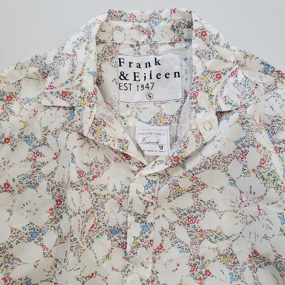 Frank & Eileen Shirt Womens Small White Multicolor Floral Frank Button Down - Picture 1 of 9